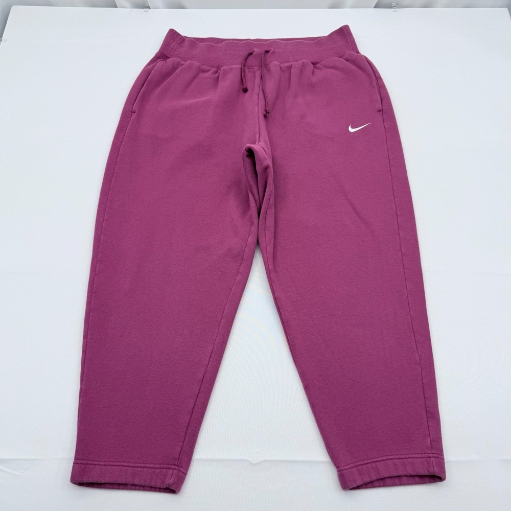 Nike Fleece Curve Sweatpants Women 1X Pink Pants Joggers High Rise Elastic Waist